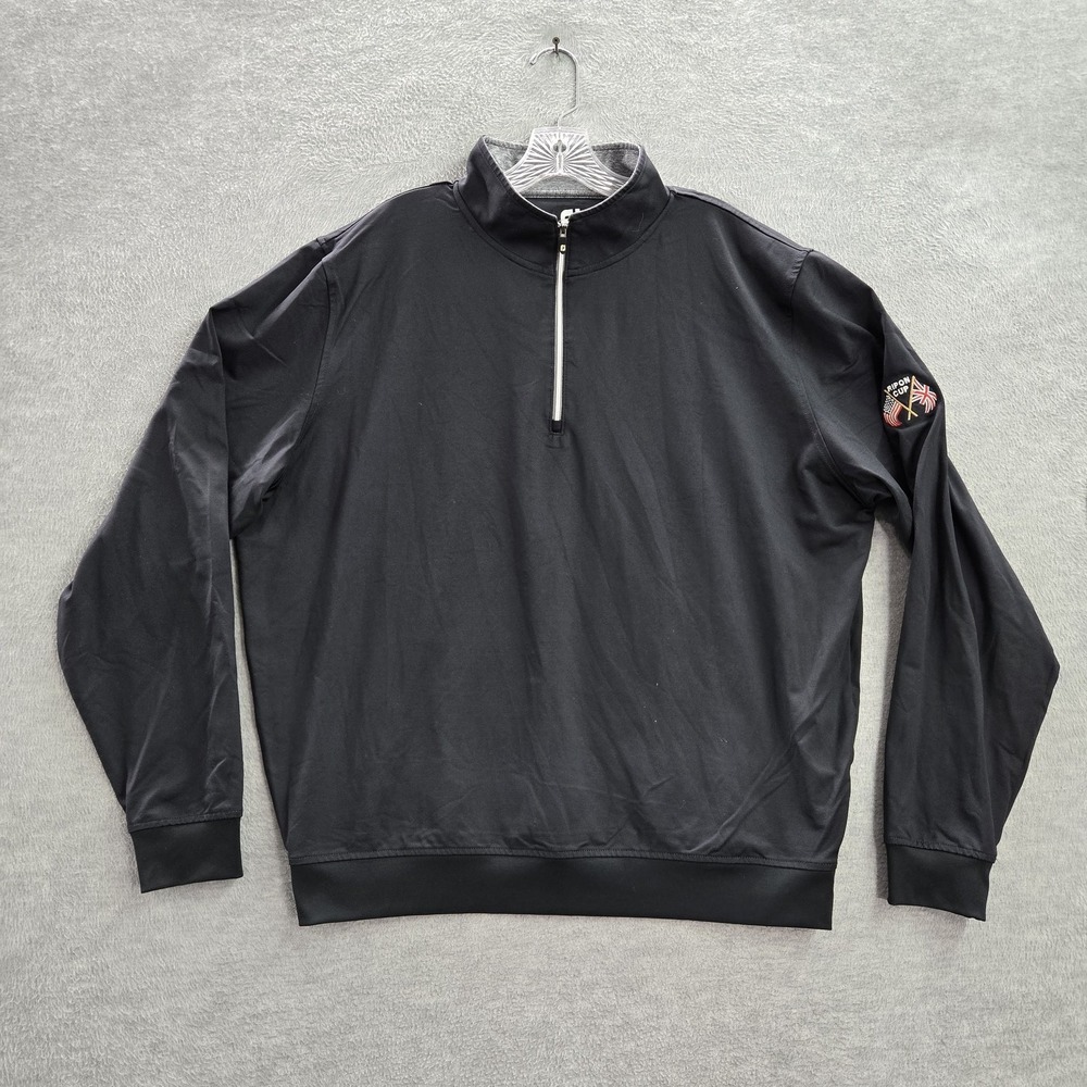 Footjoy Men Sweatshirt XL Black Nylon Polyester Embroidery 1/4 Zip